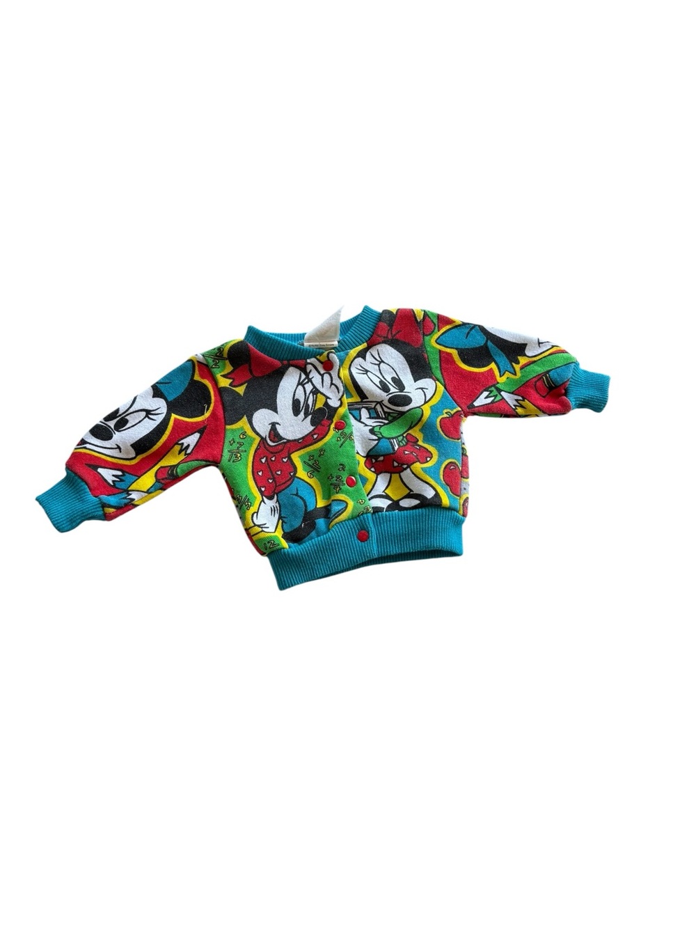 Vtg 1990s Disney Minnie Mouse Snap-front Sweatshirt Cardigan Sz 6m